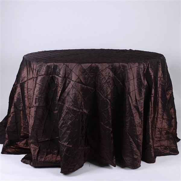 Chocolate Brown 132 inch Round Pintuck Satin Tablecloth – Your Wedding Linen