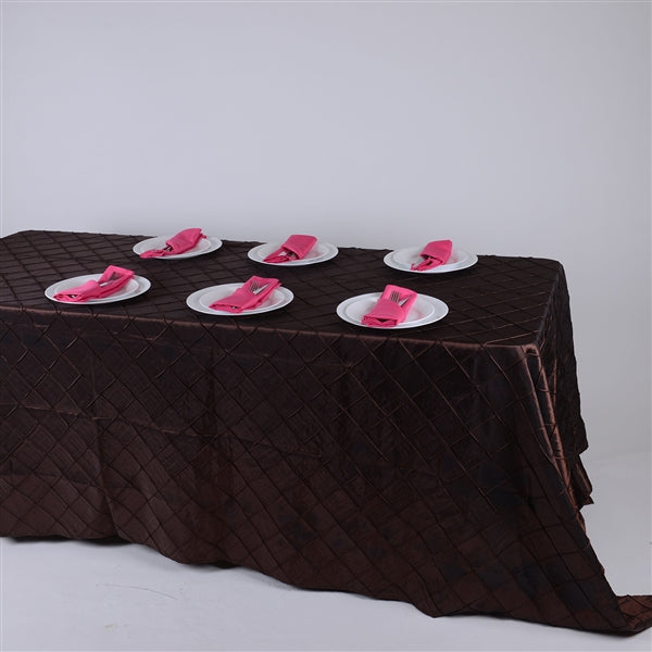 Chocolate Brown 90 inch x 132 inch Pintuck Satin Tablecloth – Your Wedding  Linen